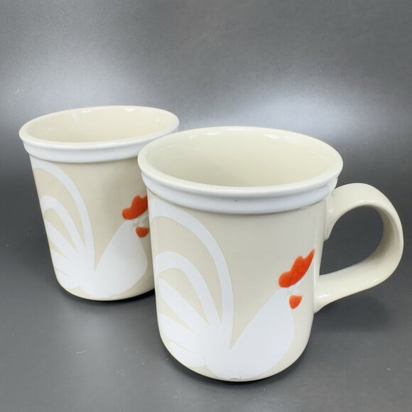 Vintage Epoch Rooster And Hen Stoneware Coffee Mug Cup Set 2 Mugs Cups Korea VTG - Picture 14 of 14